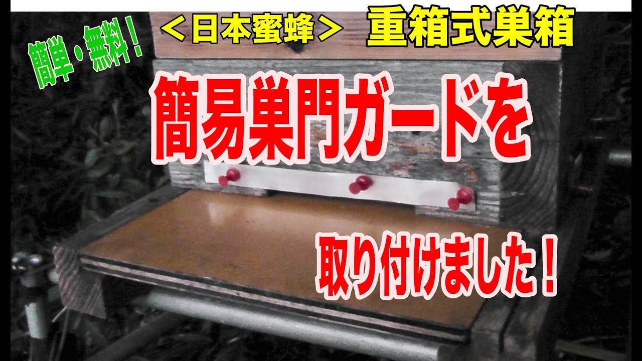 日本蜜蜂：重箱式巣箱 ＞ 巣門ガードを取り付けました！ 簡単、無料