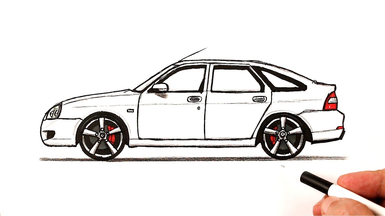 Как нарисовать Ладу Приору - YouTube