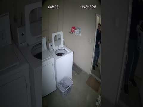 AI Generated CCTV Footage Washing Machine Opens By Itself At Midnight Funny 4K Laundry Room Scene