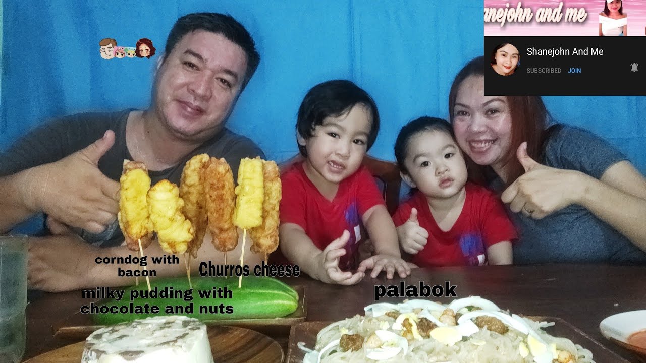 Palabok,Milky,puddingWchocolate nuts,Churros cheese corndogWbacon MUKBANGCOLLAB 