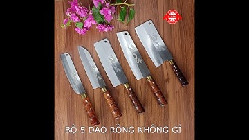 Bộ Dao Thép Trắng Không Gỉ Khắc Rồng – Siêu Đẹp, Chất Lượng Cao Cho Gia Đình