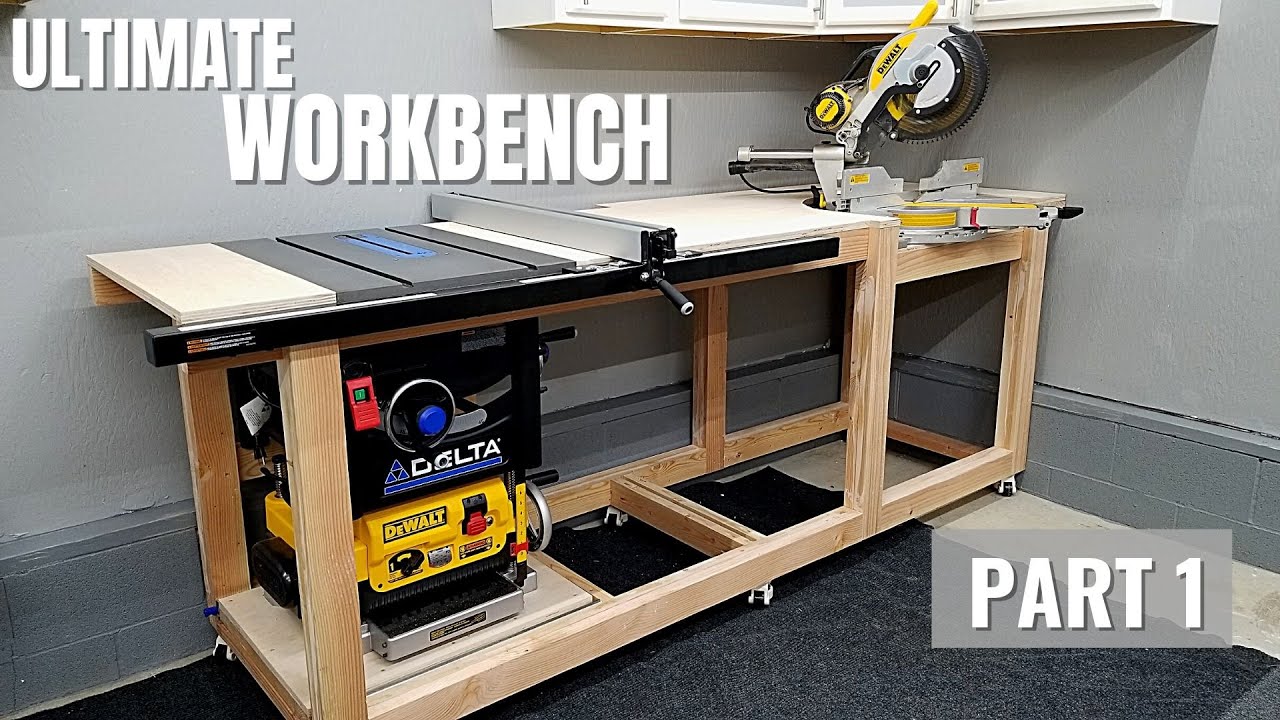 Diy Mobile Workbench Compact Woodworking Station Miter Saw Table Planer Small Garage You