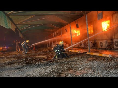 حريق جدة في بركسات محطة قطار الحرمين بالسليمانية