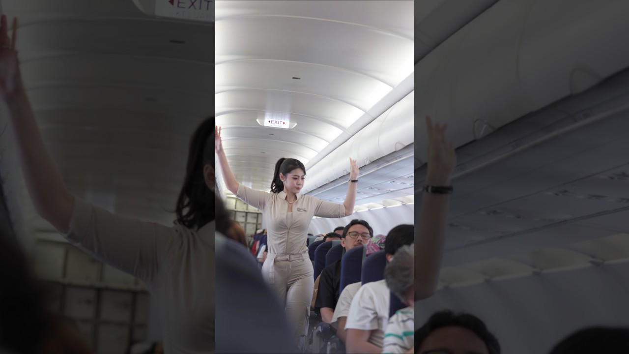 Every detail perfected before takeoff, super air jet cabin crew ensures your safety and comfort! ✈️ Every detail perfected before takeoff, super air jet cabin crew ensures your safety and comfort! ✈️