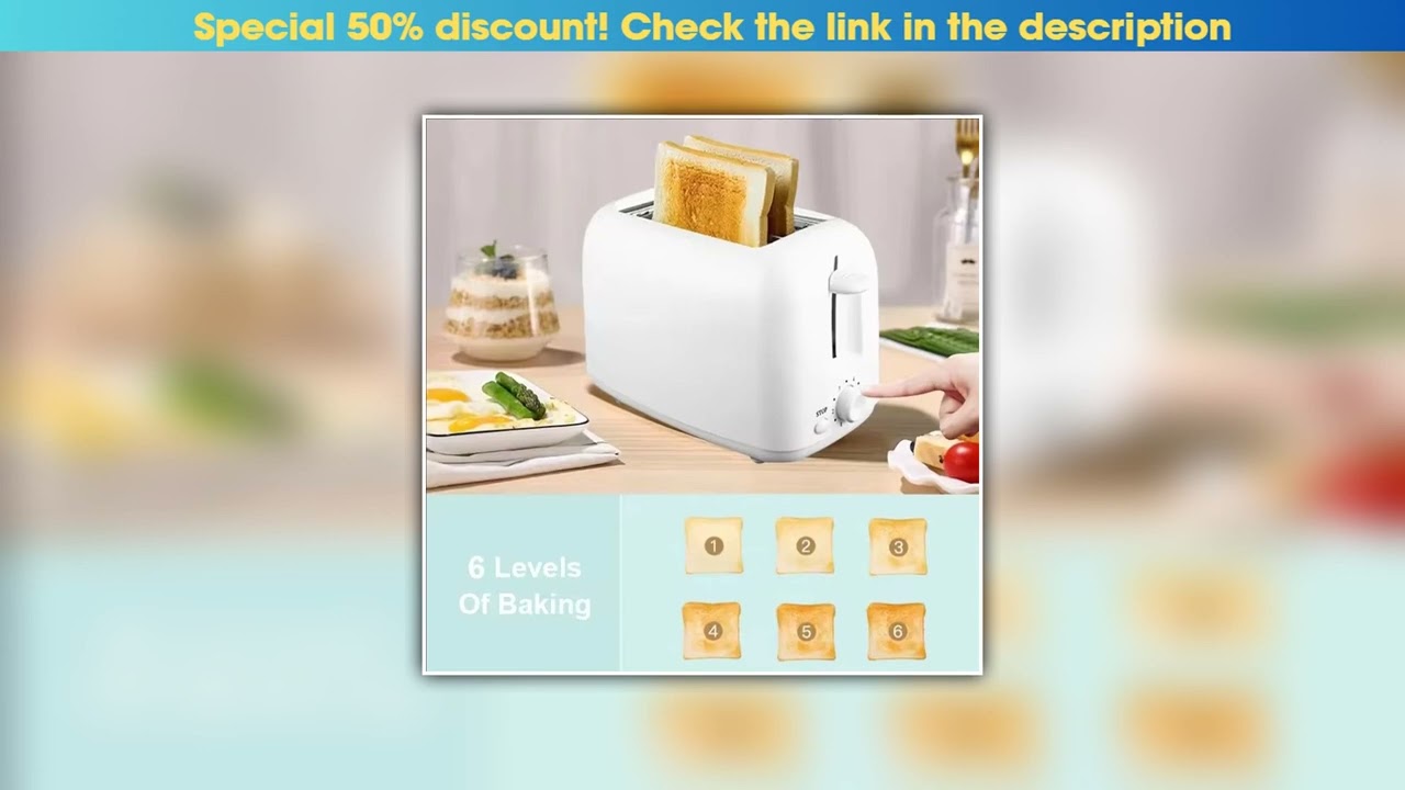 Today Only Home Toaster 6 Modes 2 Slice Bread Toast Maker Automatic Breakfast Machine One-Click Ope