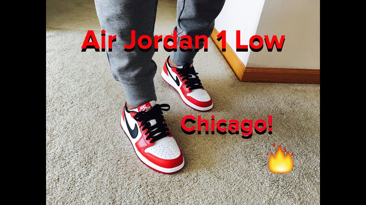 jordan 1 low chicago on feet