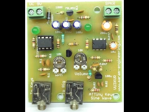 ATTIny13 Keyer / Paddle Keyer / Paddle Key Twin-T Sine Wave Code Practice Oscillator