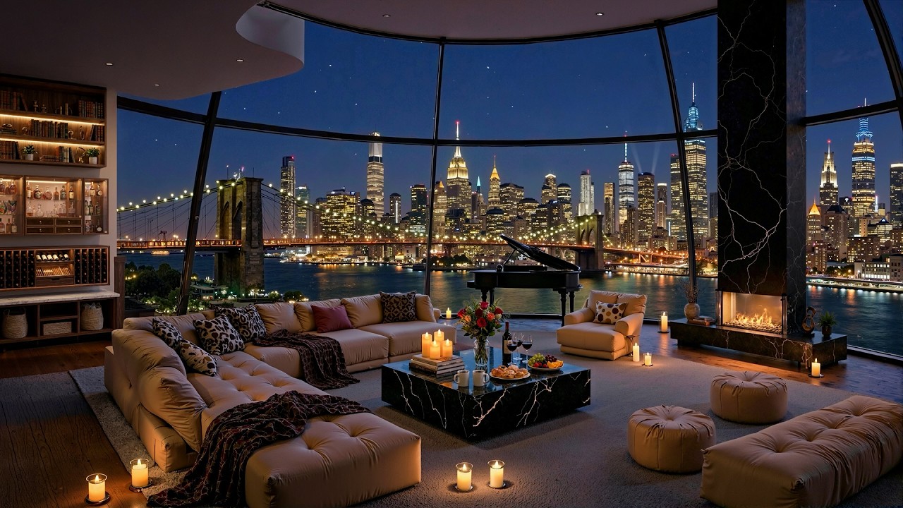 Peaceful Night in New York 🌙 Luxury Apartment with Elegant Jazz Music & City Lights to Unwind