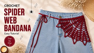 Crochet Spider Web Bandana 🕷️ | Easy Step-by-Step Tutorial @Wb.crochet