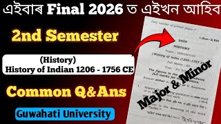 2nd Semester History Question Answer 2026//B.A 2nd Sem History Previous Question Paper 2025 Solved 