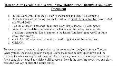How To Auto Scroll in MS Word - Move Hands-Free Through a Word Documents