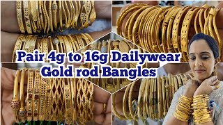 Pair 4g Gold Daily Use rod Bangles| Budget friendly Office wear to function bangles| #MahalaxmiAdyar