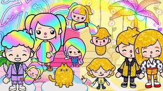 Família RAINBOW vs GOLD 🌈💛 Toca Life World | Toca Boca | História Triste da Toca