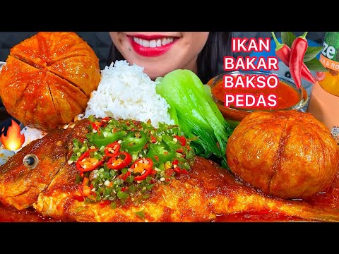 MAKAN IKAN BAKAR BAKSO PEDAS *SPICY GRILLED FISH, MEATBALL MASSIVE Eating Sounds