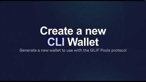 Generating a New Wallet for GLIF Pools