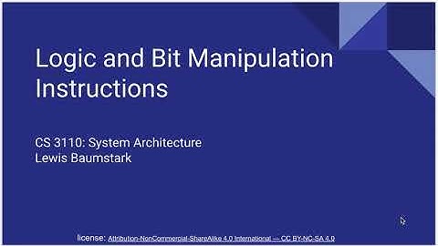 Logic And Bit Manipulation Instructions