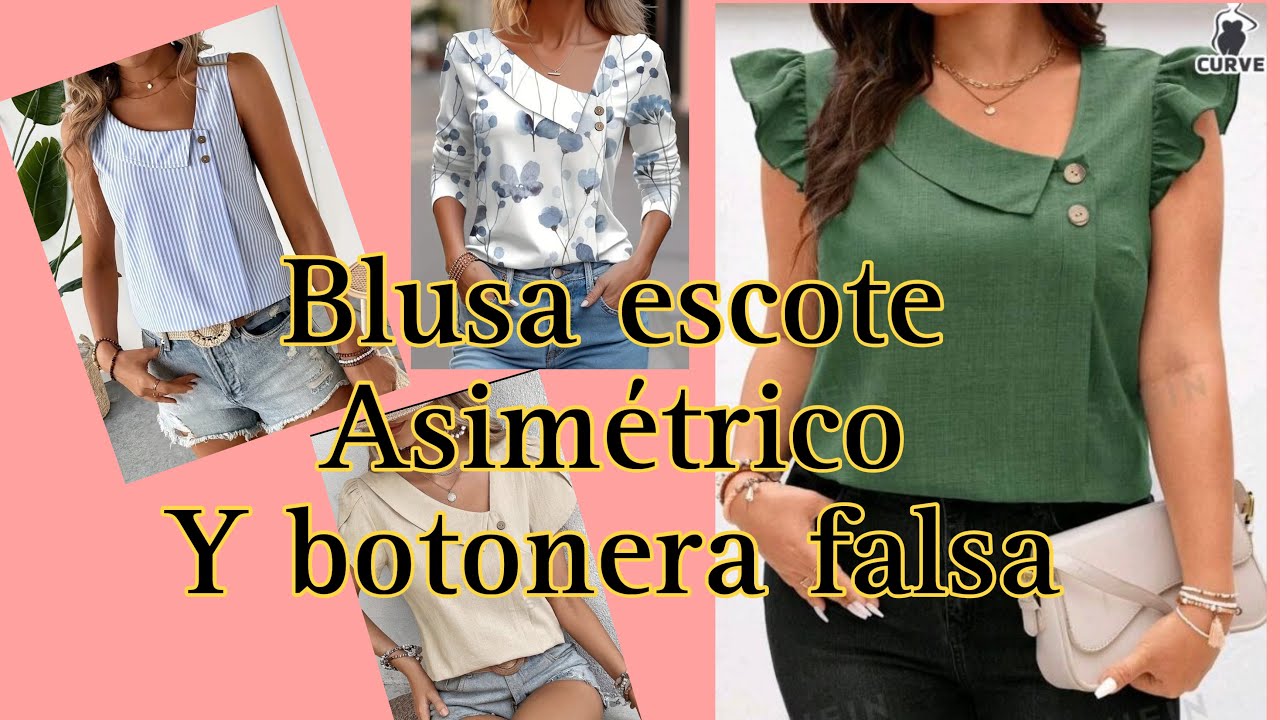 Trazo blusa escote asimétrico y botonera falsa