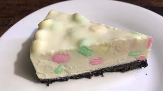 Marshmallow Cheesecake [ No Gelatin, No Bake ]