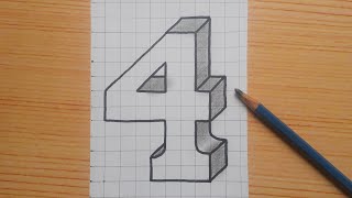 Simple 3d Drawing Number 4 / How To Draw Easy For Beginners #shorts