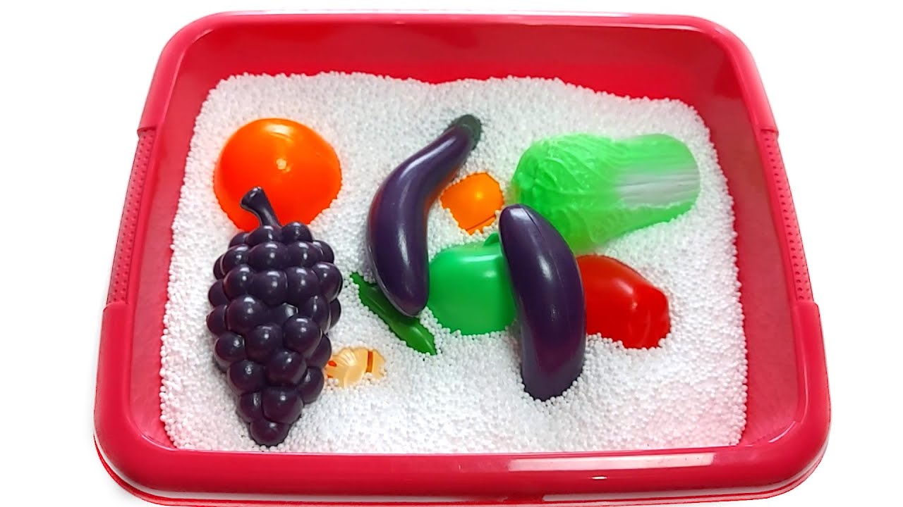 Φρούτα και Λαχανικά - Πλαστικά παιχνίδια με την Ροζ Λεκάνη - Φρούτα