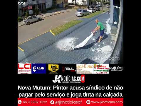 Nova Mutum: Pintor acusa síndico de não pagar pelo serviço e joga tinta na calçada