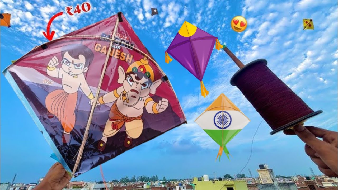 Chhota Bheem vs Ganesh flying kites manja vlogs 