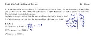 Busi230 Math 201 Exam 2 Review Problem 1