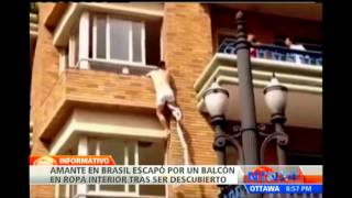 Amante descubierto se escapa por la ventana frente a varias personas en  Brasil - YouTube