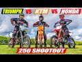 Triumph tf 250x vs ktm 250 sxf vs honda crf250r  dirt bike shootout
