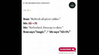Alt + F5 : Refresh All Pivot Tables Instantly 🔄 #excel #refreshpivot #exceltips #shorts #studyadvice