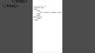 HTML | Hello,World! program | html tutorial for beginners | how to code in html #shorts #shorts