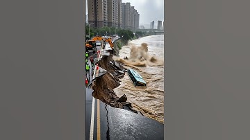 Excavator Plunges While Repairing Collapsed Road!