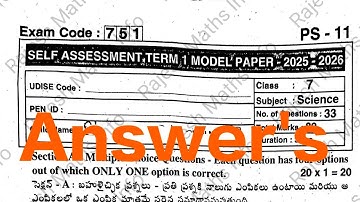 7th class General Science🔑 SA-1 Real Key Solutions 2025-26 || Self Assessment Term 1 Model Paper