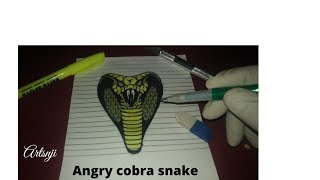 Angry cobra snake drawing