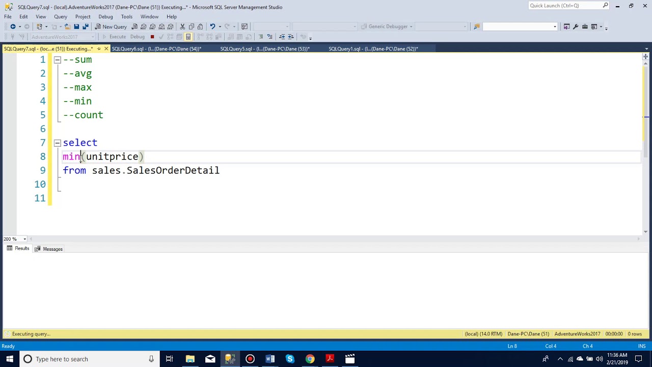 How to use aggregate functions in SQL server manager - YouTube