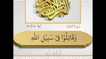 "وقاتلوا في سبيل الله الذين يقاتلونكم" ما تيسر من سورة البقرة اردو کے ترجمے کے ساتھ ||