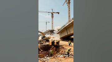Terrifying Moment! Under-Construction Overpass Collapses as Workers Flee in Panic#collapse #bridge