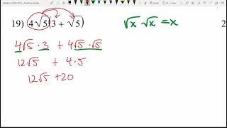 Algebra II Chapter 6 Final Exam Review Solutions