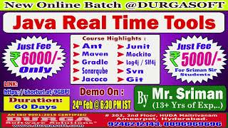 JAVA REAL TIME TOOLS Online Training @ DURGASOFT Profile