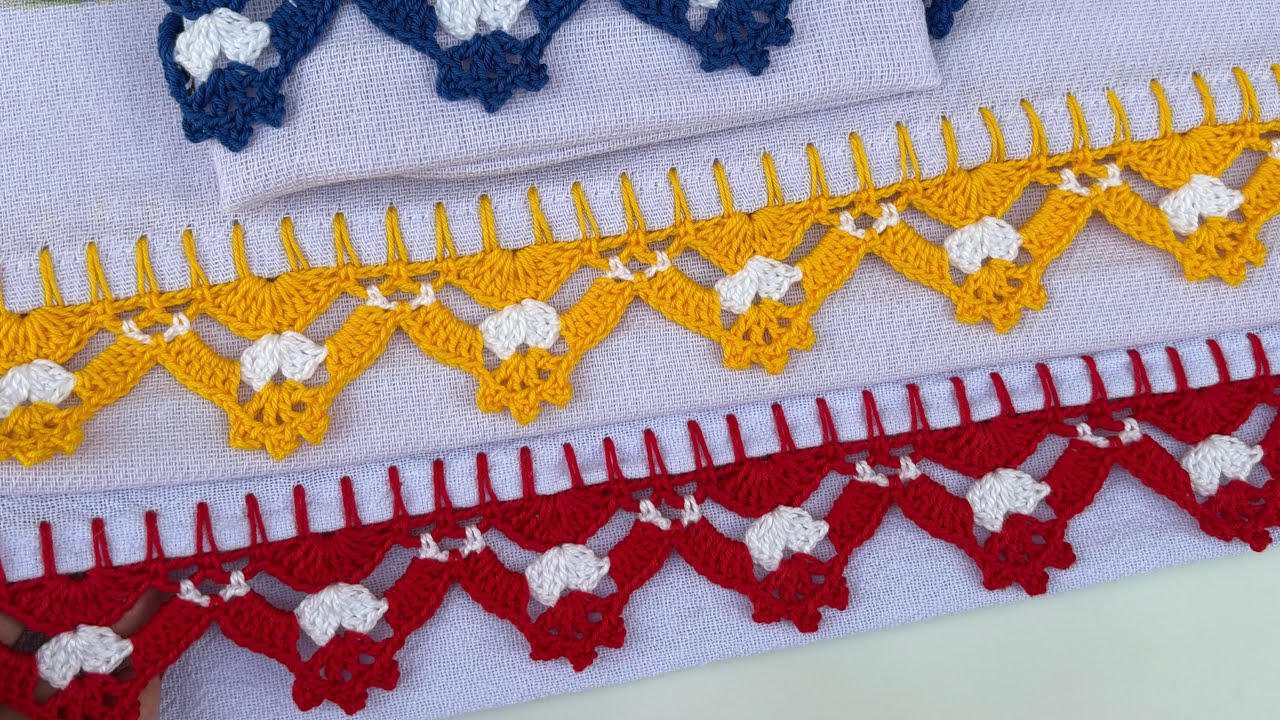 #69Barrado fácil e rápido para Panos de prato #crochet #barradinho#croche