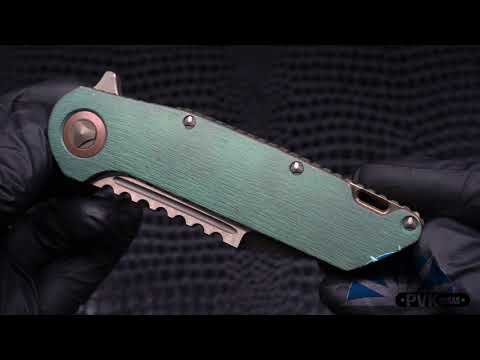 Marfione Custom Warhound Folder Antique Green Bark W/ Copper & Bronze