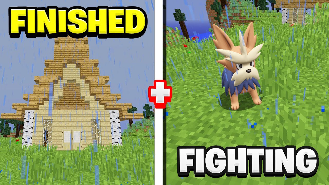 FIGHTING POKEMON + Finishing My House On The BEST Pixelmon Server...