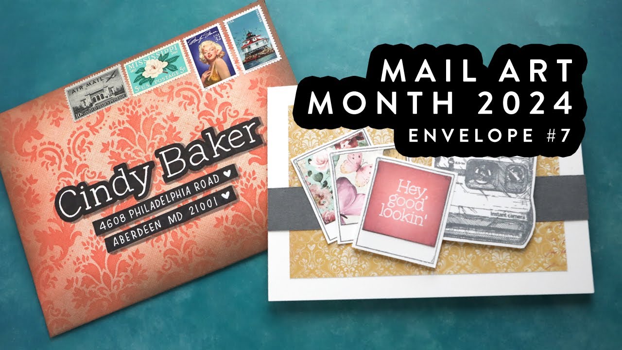 Mail Art Month 2024 - Day 7 - Photo Card &amp; Vintage Wallpaper Envelope