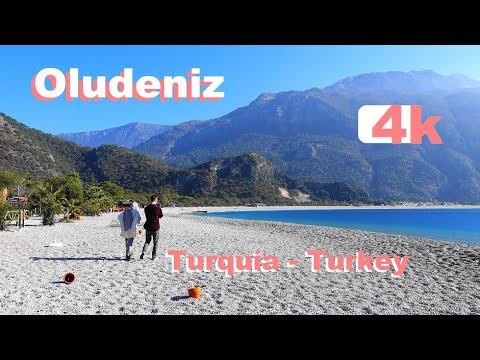 4K - OLUDENIZ - Fethiye - Turkey - Walking tour through the beach - por  la playa - Turquía