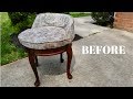 BEFORE and AFTER: Reupholstered Thrift Store Chair Stool Makeover