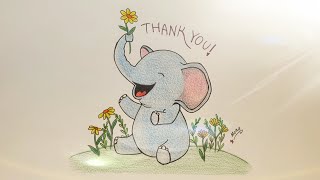 رسم فيل لطيف سهل🐘 Draw a cute cartoon elephant