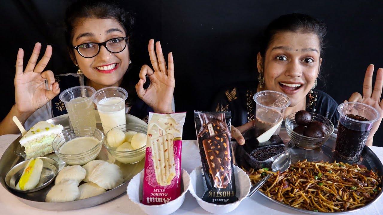 BLACK Vs WHITE FOOD EATING CHALLENGE NOODLES, IDLI, ROSGULLA, KALA