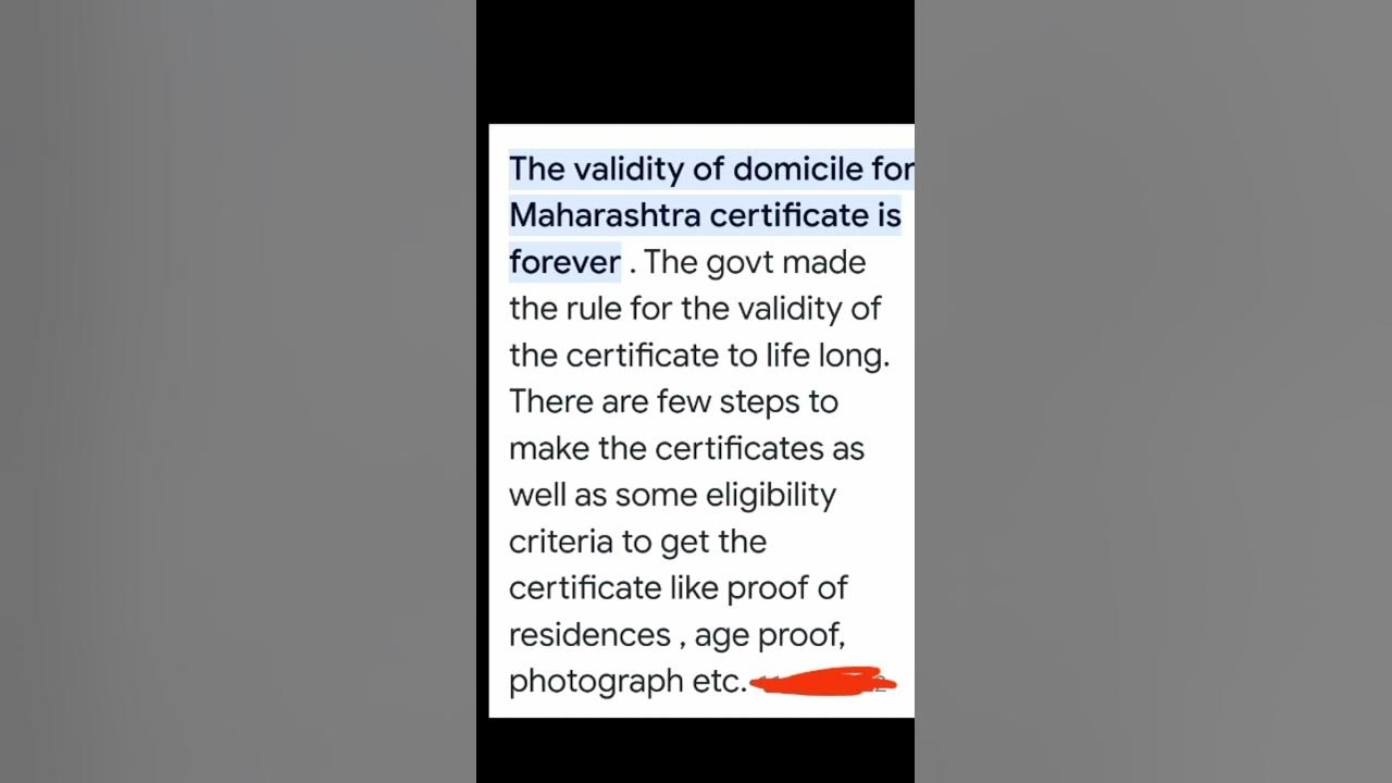 validity-of-domicile-certificate-in-maharashtra-youtube