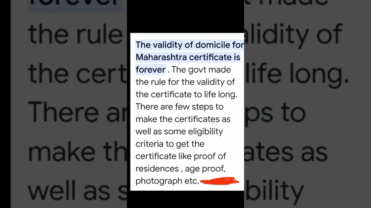 Validity Of Domicile Certificate In Maharashtra YouTube Validity Of Domicile Certificate In Maharashtra YouTube