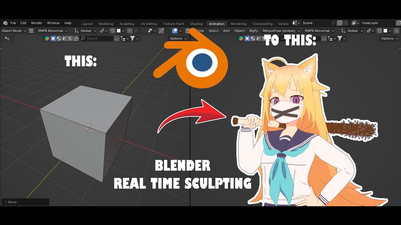 [Real Time Sclupting] How to make anime girl in Blender - part 6 Making ...